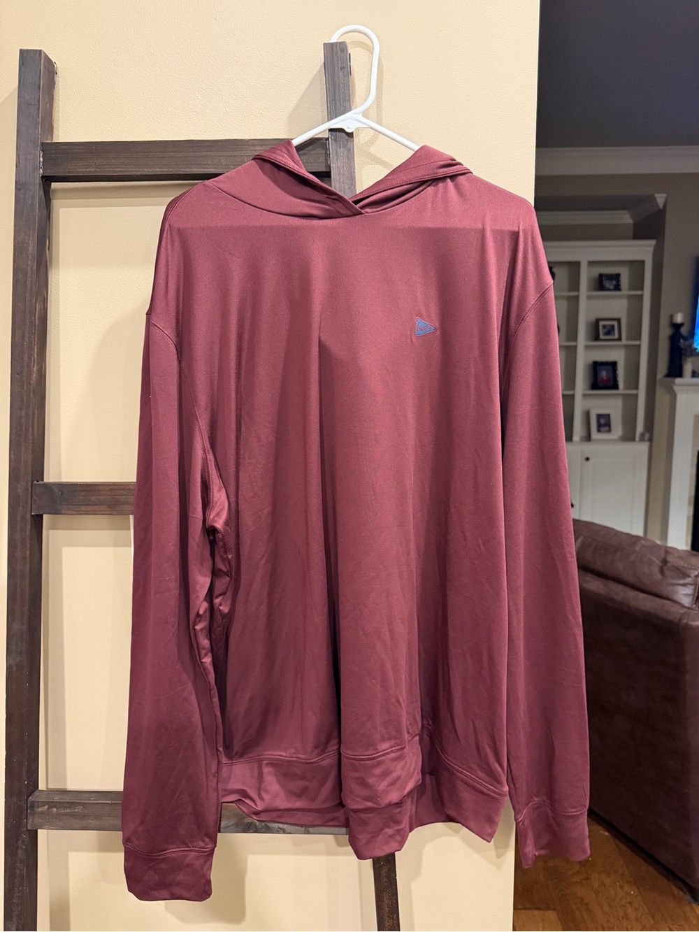 Breezy-Men's Maroon Hooded Long Sleeve Performance Shirt